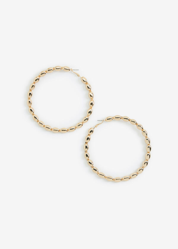 Gold Textured Hoops, Gold image number 1