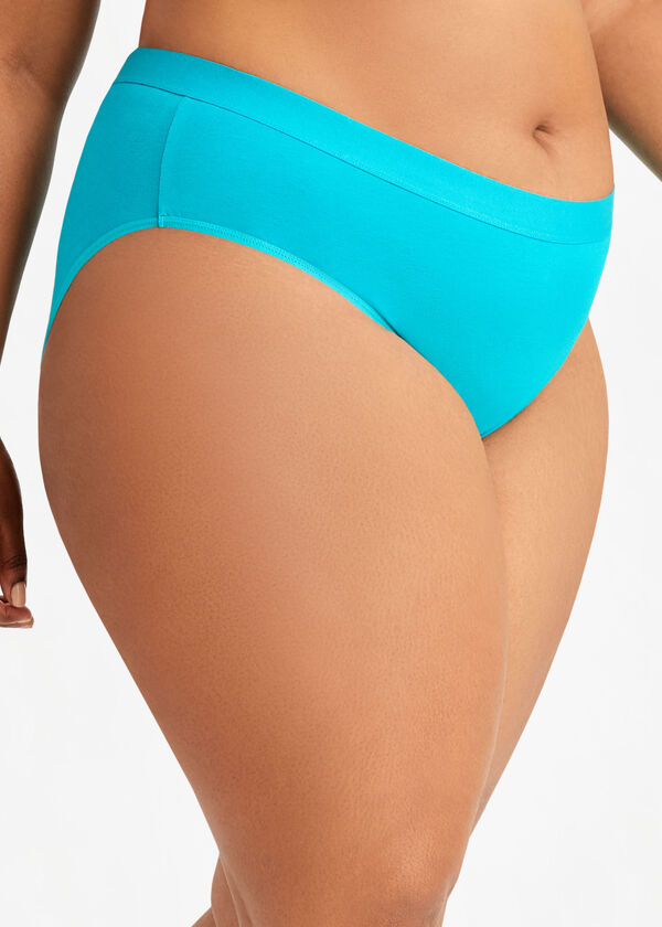 Cotton Ruched Bikini Panty, Teal image number 2