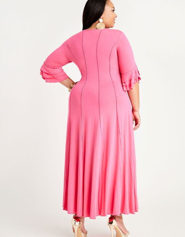 Seamed Keyhole Maxi Dress, Fandango Pink image number 1