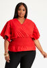 Cotton Smocked Wrap Top, Barbados Cherry image number 0