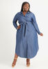 Chambray A Line Maxi Shirtdress, Dk Rinse image number 0
