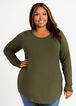 Plus Size Basic Stretch Knit Scoop Neck Long Sleeve Top In Many Colors image number 0