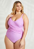 Nicole Miller Faux Wrap Swimsuit, Purple image number 0