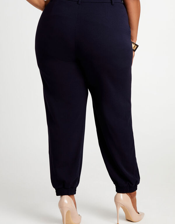 Crepe High Waist Pull On Joggers, Navy image number 1