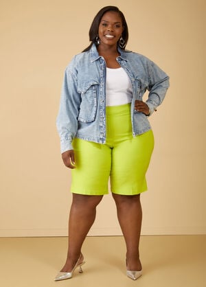 Power Stretch Twill Bermuda Shorts, LIME PUNCH image number 0