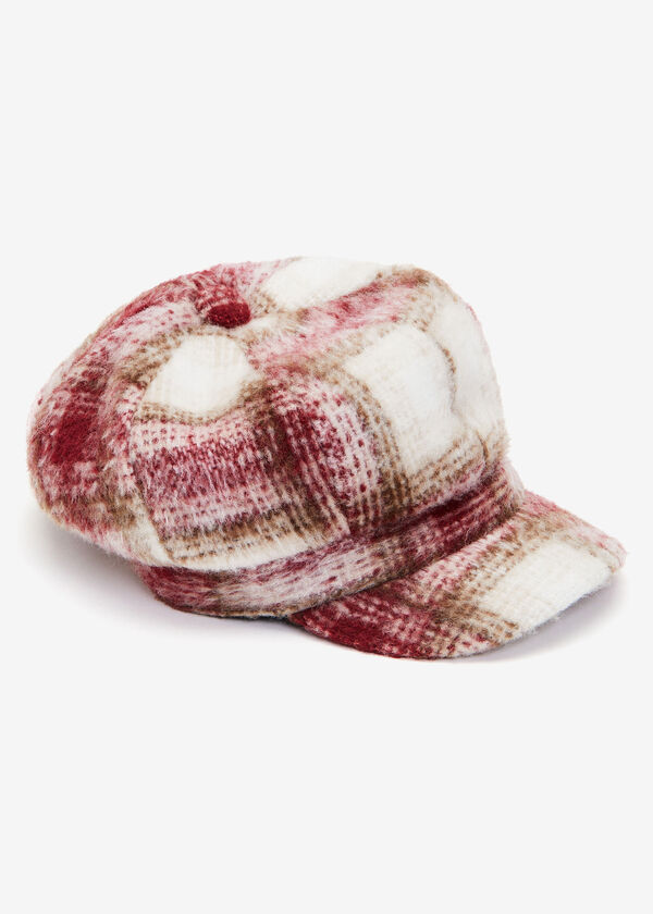 Brushed Checked Cabbie Hat, Burgundy image number 0