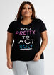 Too Pretty Glitter Graphic Tee, Black image number 0
