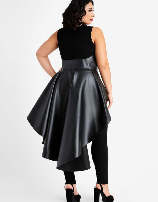 Faux Leather Asymmetric Skirt Belt, Black image number 1