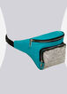 Rhinestone Faux Leather Belt Bag, Viridian Green image number 1
