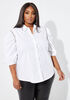 Embellished Stretch Poplin Shirt, White image number 2