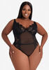 Lace Paneled Mesh Bodysuit, Black image number 0
