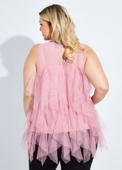 Layered Tulle And Mesh Top, Foxglove image number 1