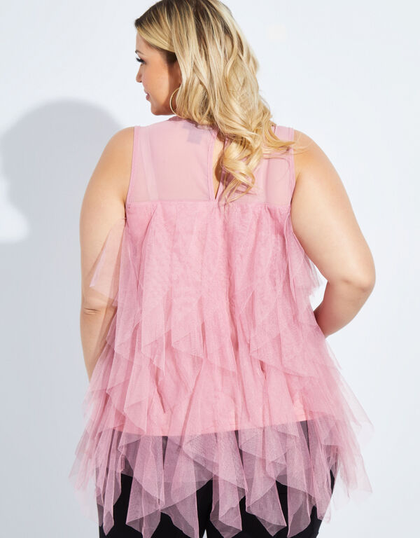 Layered Tulle And Mesh Top, Foxglove image number 1