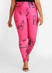 Trendy Plus Size Graffiti Legging Crossover Duster Top Two Piece Set image number 0