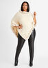 Faux Fur Trim Poncho, Camel Taupe image number 0