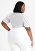 Ruched Cutout Mesh Top, White image number 1