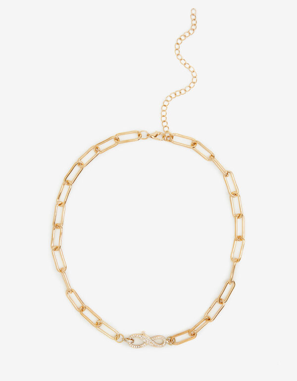 Infiniti Charm Holder Necklace, Gold image number 1
