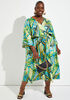 Palm Print Faux Wrap Dress, Parrot Green image number 0