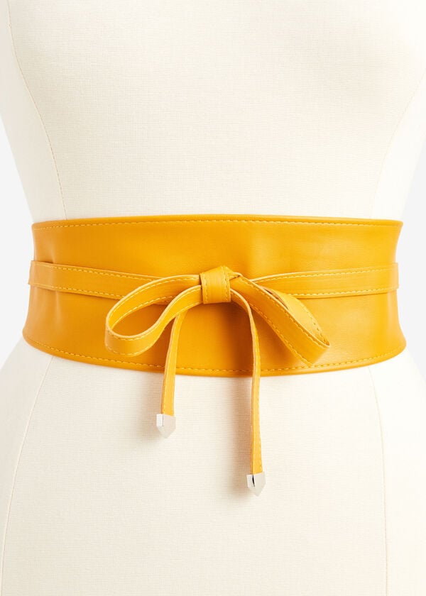 Faux Leather Wrap Belt, Nugget Gold image number 2