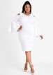 Cold Shoulder Flare Sleeve Bodycon, White image number 0