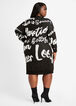 Graffiti Queen Sweater Dress, Black White image number 1