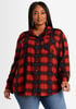 Plaid Hi Low Button Up Top, Rooibos image number 0