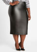 High Waist Faux Leather Midi Skirt, Black image number 0