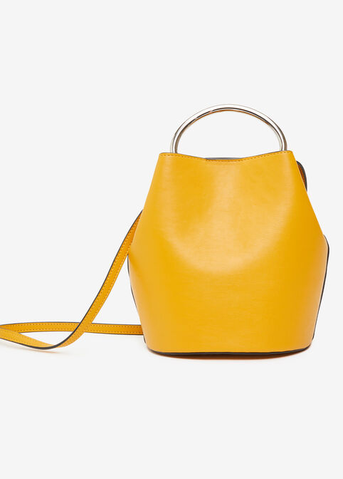 Faux Leather Bucket Bag, Nugget Gold image number 1