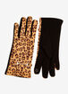Animal Print Faux Suede Gloves, Brown Animal image number 1
