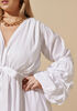 Bubble Sleeve A Line Dress, White image number 3