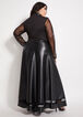 Dot Mesh & Faux Leather Dress, Black image number 1
