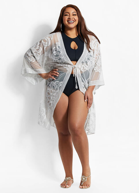 Brocade Swim Cover Up, Silver image number 0