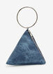 Blue Faux Leather Pyramid Bag, Denim image number 0