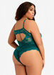 Scalloped Lace Lingerie Bodysuit, Green image number 1