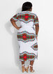 Belted Dashiki Knit Midi Dress, White image number 1