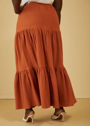 Cotton Gauze Maxi Skirt, Umber image number 1