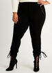 Plus Size Ruched Drawstring Ankle High Waist Stretch Knit Skinny Pants image number 0