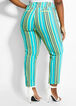 Striped Button Straight-Leg Pant, Veridian Green image number 1
