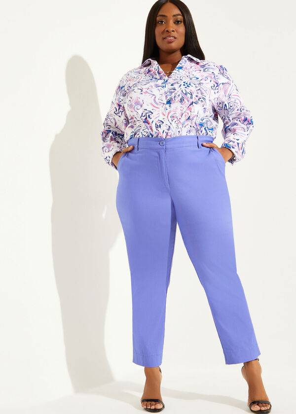 Mid Rise Stretch Power Twill Pants, Very Peri image number 0