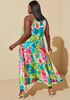 Floral Print Satin Maxi Dress, Multi image number 1