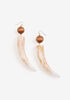 Marbled Horn And Bead Earrings, Brown Combo image number 0