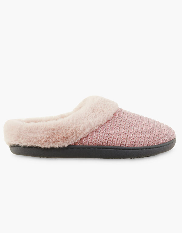 Isotoner Chenille Hoodback Slippers, Pink image number 1