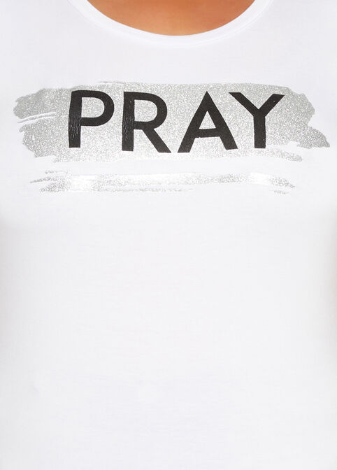 Pray Glitter Graphic Tee, White image number 1