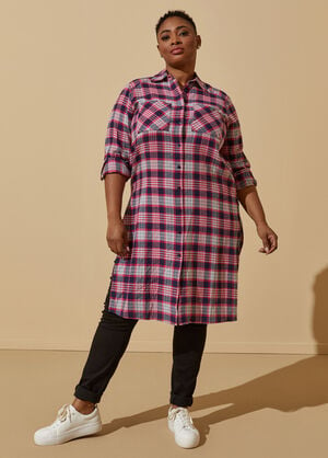 Plaid Duster Shirt, Navy image number 0