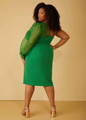 One Shoulder Layered Bodycon Dress, Abundant Green image number 1