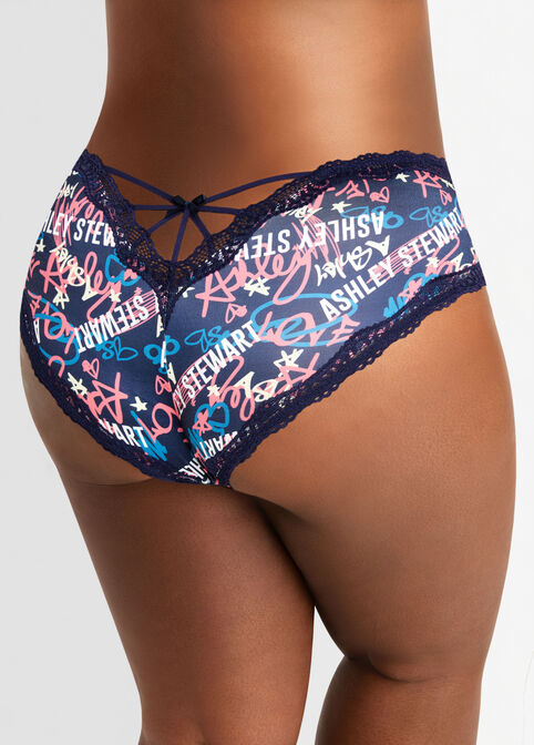 Microfiber & Lace Hipster Panty, Navy image number 1