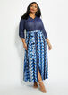 Belted Abstract Maxi Shirtdress, Blue image number 0