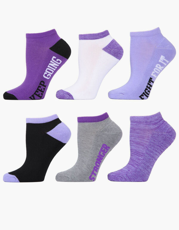 6PK Intarsia Knit Ankle Socks, Purple image number 0