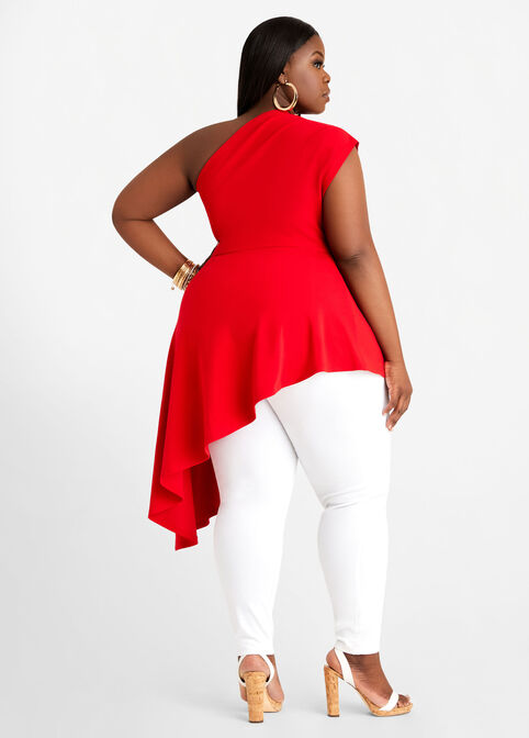 One Shoulder Asymmetric Duster, Tango Red image number 1