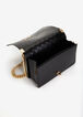 Black Faux Leather Quilted Handbag, Black image number 2